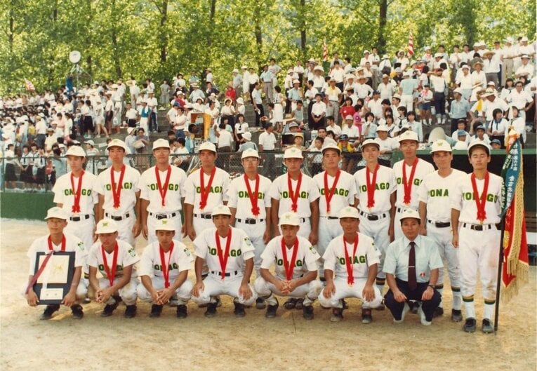 左下の盾を持っている球児が杉本真吾氏（米子東時代／本人提供）