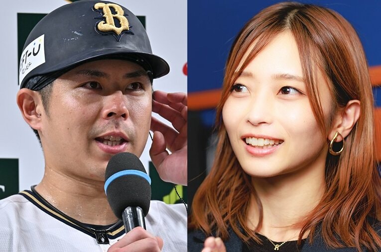 オリックス・若月健矢（左）と人気声優・立花理香 ／ photograph by Hideki Sugiyama / Kiichi Matsumoto