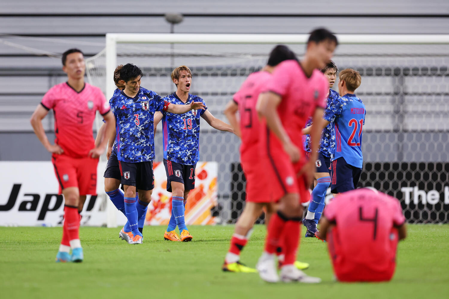 2022年7月のE-1選手権で日本vs韓国は3-0で日本が圧勝した　©︎AFLO