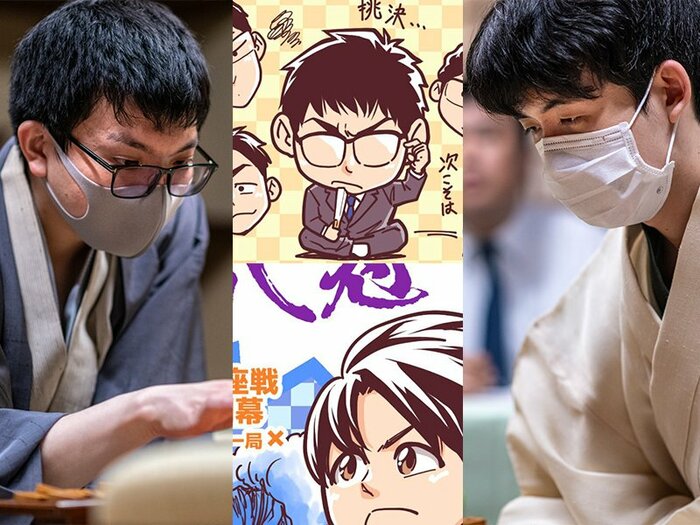 藤井聡太七冠「面白い将棋で」八冠か、「相性の良い陣屋」で衝撃のWカレー→先勝の永瀬拓矢“名誉王座”か…観る将マンガ家が描いた!<Number Web> photograph by Junsei Chida/Takuya Sugiyama