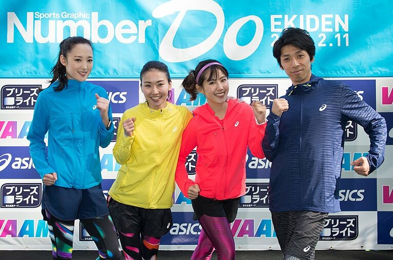 左から、モデルの佐々木華奈、石神悠里江、今井めぐみ、お笑い芸人の萩原拓也(ポップライン)。 ／ photograph by Asami Enomoto