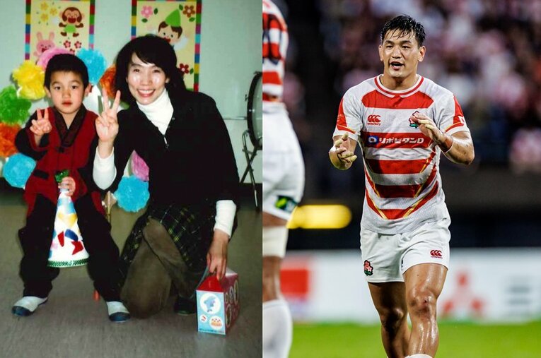 幼い頃の李承信と母の金永福さん（父・東慶さん提供）。在日3世である李は、朝鮮学校出身者として初のラグビー日本代表になった　©R）Kiichi Matsumoto