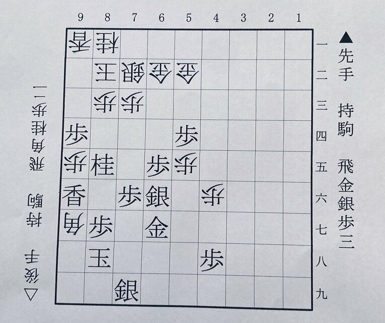 第1図は△9七角まで（下側の先手は高橋、上側の後手は西山）　©Noboru Tamaru