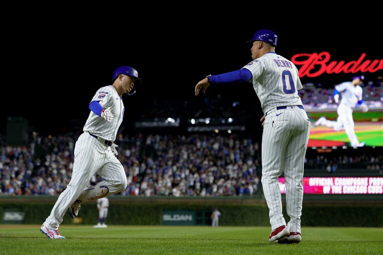 2025年9月25日メッツ戦で2ホーマーを放った鈴木誠也　©︎Matt Dirksen/Chicago Cubs/Getty Images