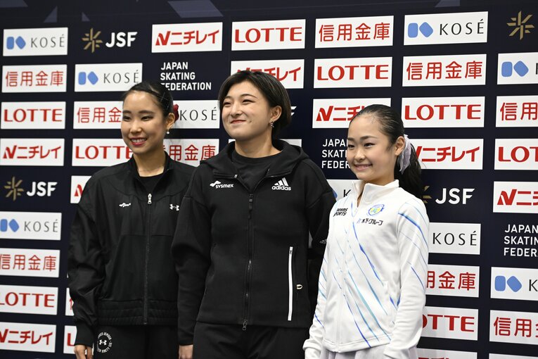 全日本選手権、表彰式後の記者会見 ©Asami Enomoto