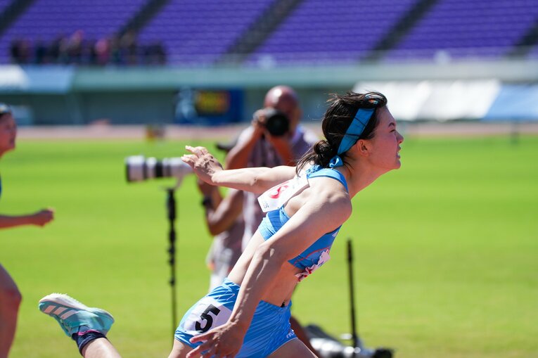 インターハイ決勝で高校新記録をマークした白鷗大足利の2年生・石原　©Satoshi Wada