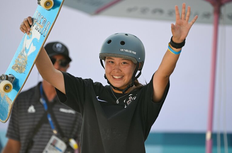 初出場の五輪で決勝進出を果たした「鬼姫」こと16歳の草木ひなの。笑顔溢れる滑りで多くのファンの心を掴んだ ／ photograph by Asami Enomoto/JMPA