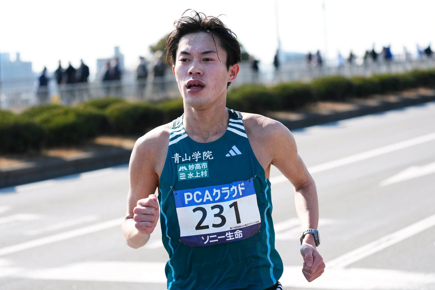 青学大勢唯一の3年生として別大マラソンに挑戦した平松　©AFLO