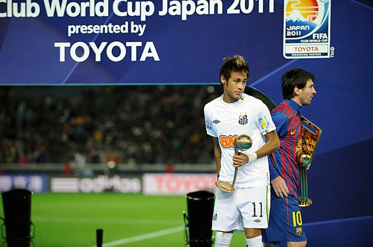 2011年、クラブW杯でメッシと(c)Takuya Sugiyama