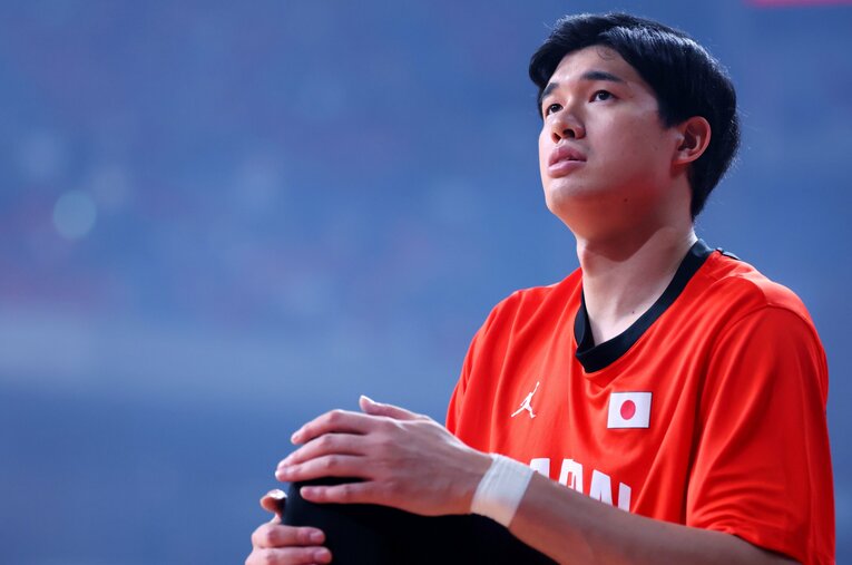 千葉ジェッツとの契約合意を発表した渡邊雄太（29歳）。パリ五輪での活躍も期待される ／ photograph by Naoki Nishimura/AFLO SPORT