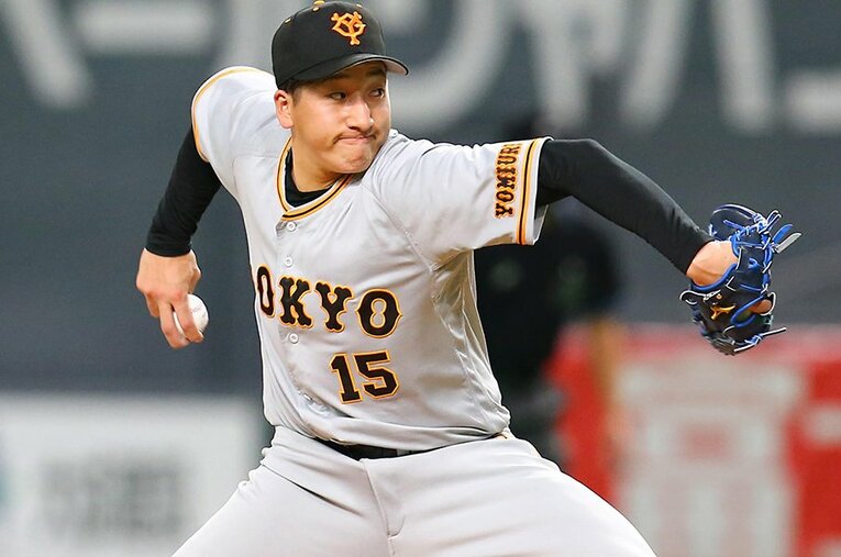 3月6日の日本ハムとのオープン戦で登板した巨人・大勢。自己最速の158kmを記録し、1回無失点に抑えた ／ photograph by Sankei Shimbun