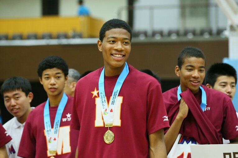 明成高校時代の八村塁（2015年8月）©︎YUTAKA/AFLO SPORT