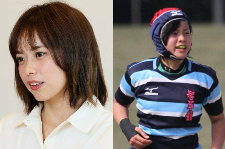3歳からラグビーをはじめ、高校時代はU18日本代表候補にもなった青木蘭さん。現在は29歳になった ／ photograph by (L)Shigeki Yamamoto、(R)Nobuhiko Otomo