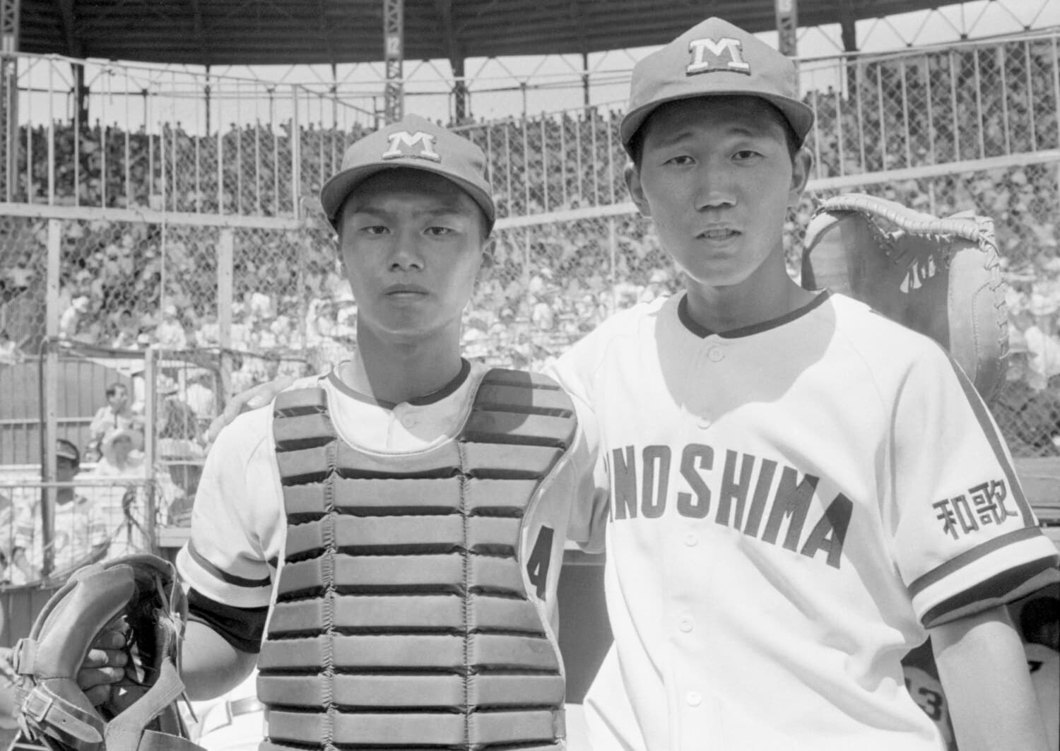 1978年夏の石井(右)-嶋田バッテリー ©JIJI PRESS