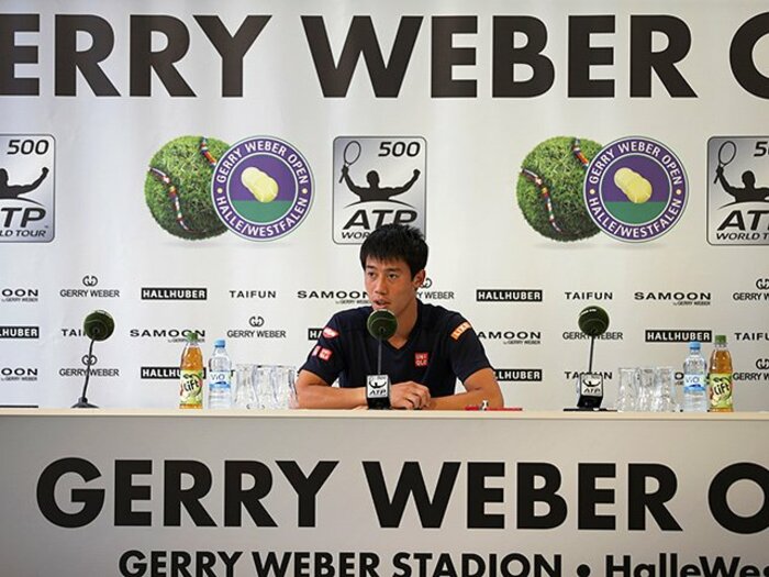 快進撃の端緒となった相手に不戦敗。ハレ大会優勝のメイヤーと錦織の因縁。＜Number Web＞ photograph by Hiromasa Mano