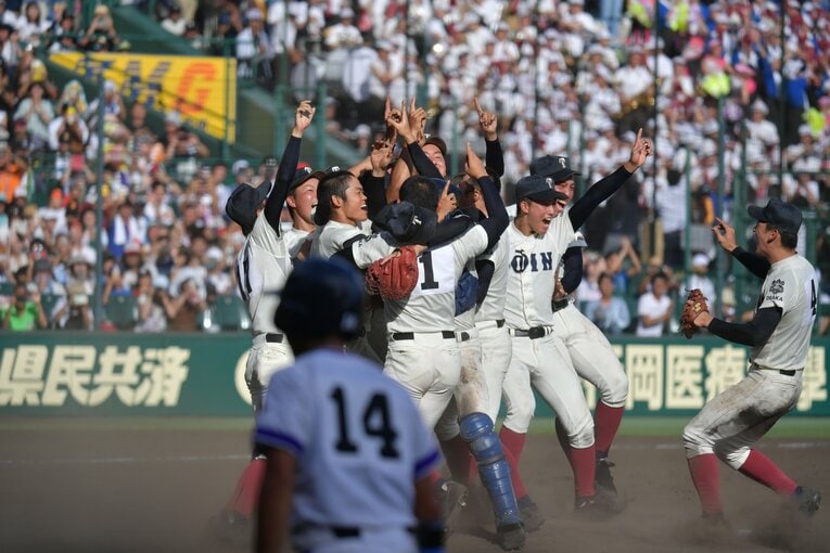 決勝の金足農業戦。優勝の瞬間　　©Hideki Sugiyama