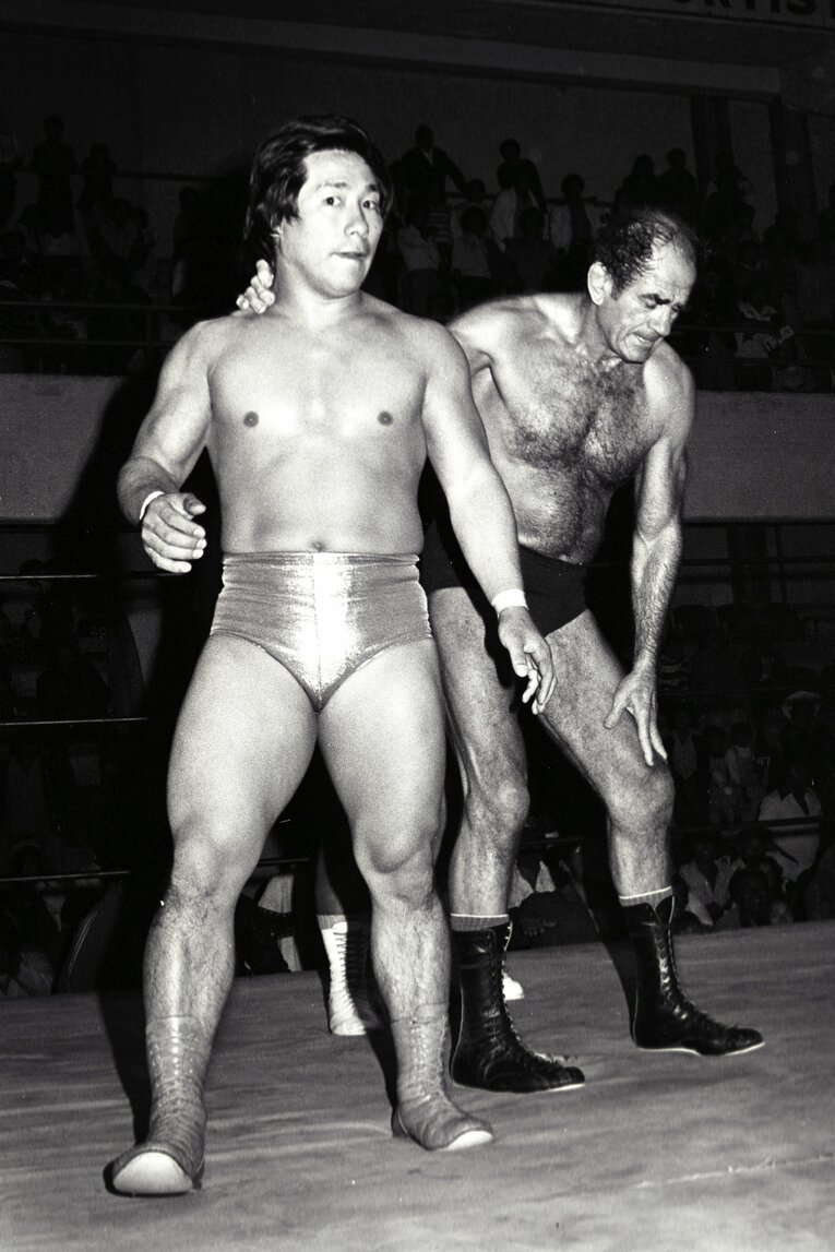 ルー・テーズとタッグを組んだグラン浜田。1978年9月3日　©Essei Hara