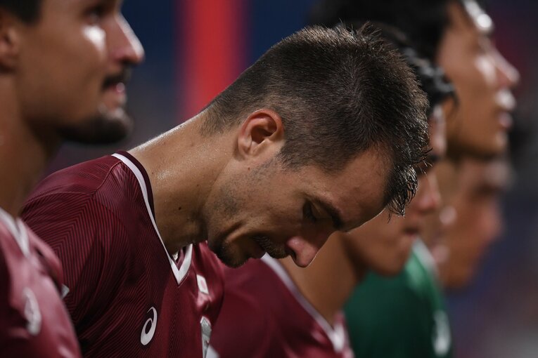 ACL準々決勝で延長戦の末に全北に敗れ、肩を落とすステファン・ムゴシャ