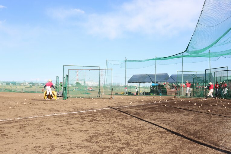 稲城シニアのトレーニング風景。意外にも大阪桐蔭への進学は平嶋が初だという　©Genki Taguchi