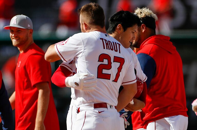 大谷翔平とマイク・トラウト。MVPコンビはエンゼルスの看板だ ／ photograph by Icon Sportswire/Getty Images