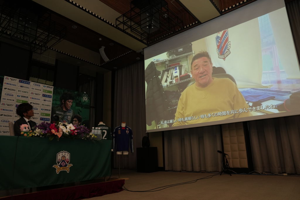 23年12月の引退会見ではミシャからのメッセージも　©Getty Images