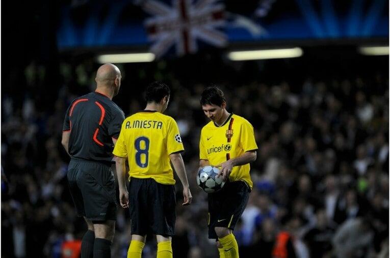 バルサ時代のイニエスタとメッシ　©Takuya Sugiyama