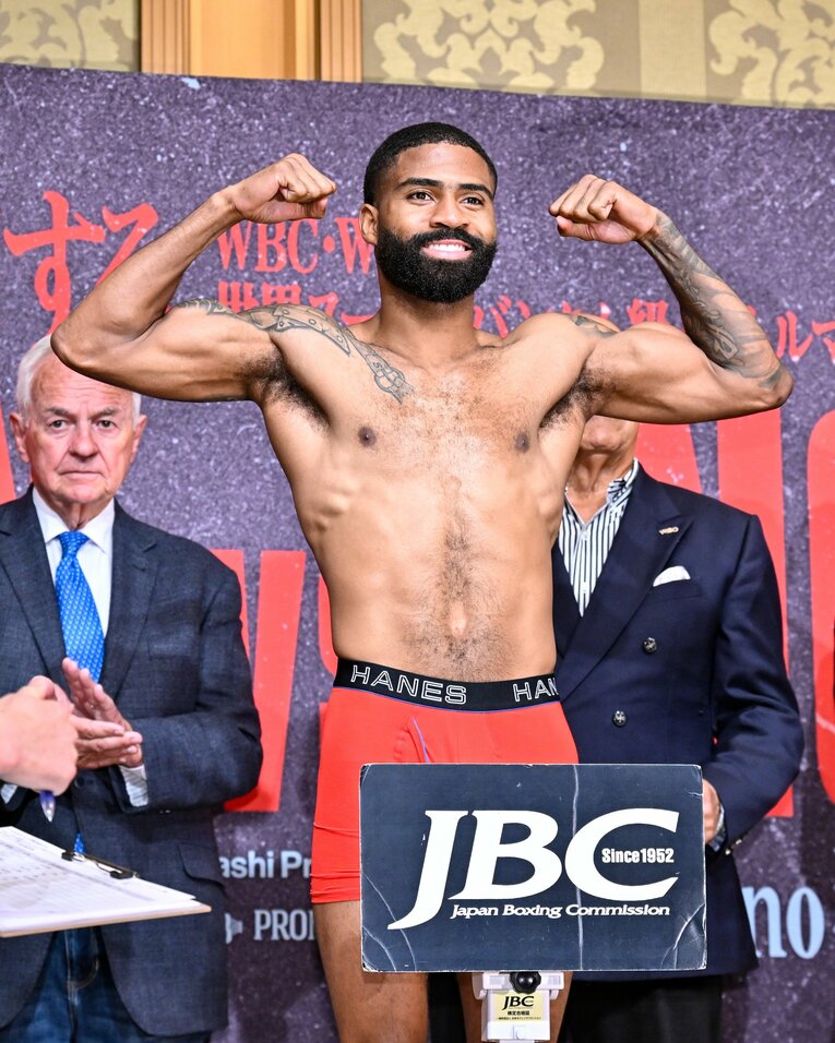 7月24日、前日計量をクリアしたフルトン。体格では井上尚弥を上回る　©Hiroaki Yamaguchi