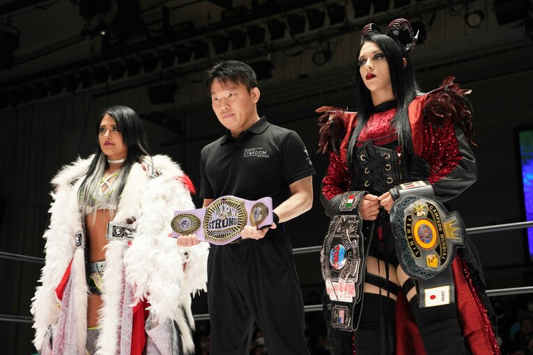 ステファニー・バッケルとの10度目の防衛戦に臨んだジュリア。2024年3月10日、後楽園ホール　©Essei Hara