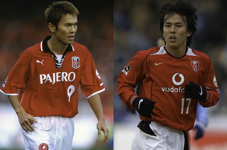 福田正博と長谷部誠。浦和を背負った2人のプレーヤーは2002年の1シーズン、チームメートという間柄だった　©Takao Yamada