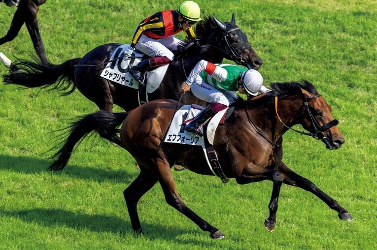 2021年の日本ダービーで圧倒的1番人気だったエフフォーリアだが、最後は鼻差でシャフリヤールに敗れた ／ photograph by Photostud