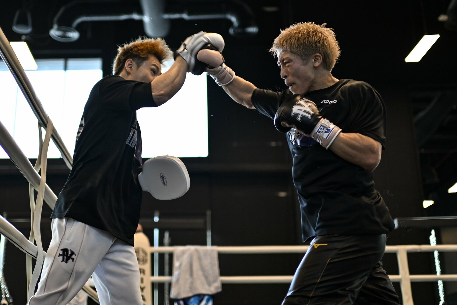 井上尚弥のミット打ち。インパクトの強烈さが写真からも伝わってくる　©Hiroaki Finito Yamaguchi