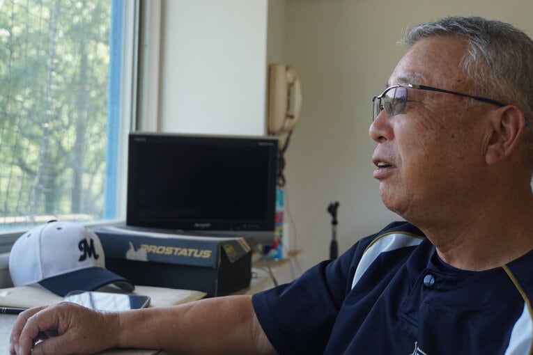 馬淵史郎「OBの息子がけっこうおるのよ。自分の子どもには『下手やけど明徳で野球をやらせたい』とか」　　©Kei Nakamura