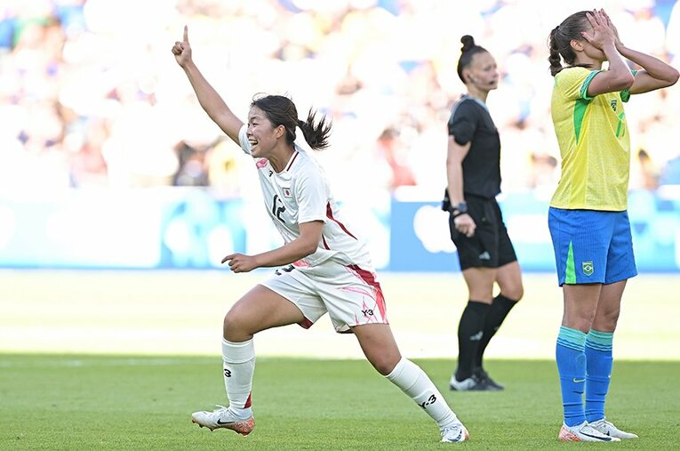 2ゴールに絡んだ谷川萌々子。ヒロインとなった彼女に対する、ブラジルメディアと記者の率直な印象は？ ／ photograph by Takuya Kaneko/JMPA