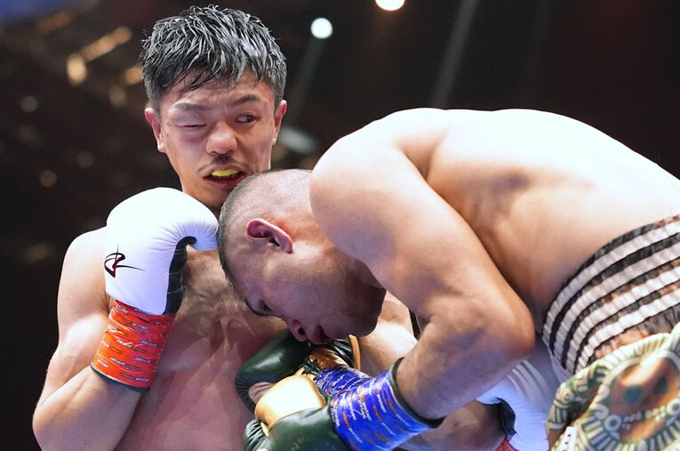 スーパーバンダム級転向初戦で判定勝ちを収めた中谷潤人（27歳）。しかし、セバスチャン・エルナンデスに思わぬ苦戦を強いられた ／ photograph by Naoki Fukuda