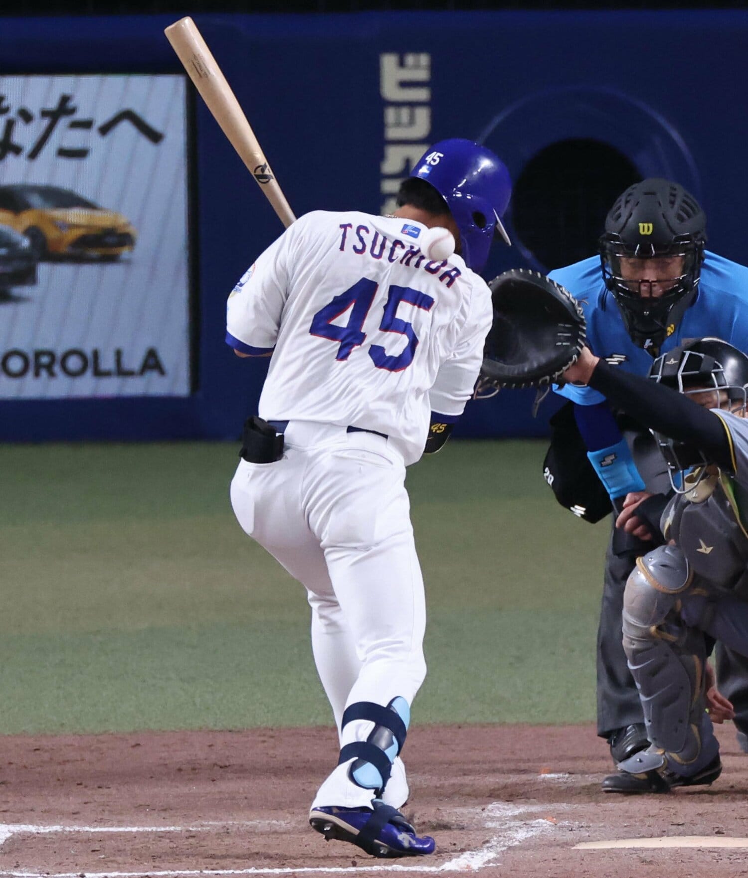 死球を受けて肩甲骨を骨折した中日の土田 ©Sankei Shimbun