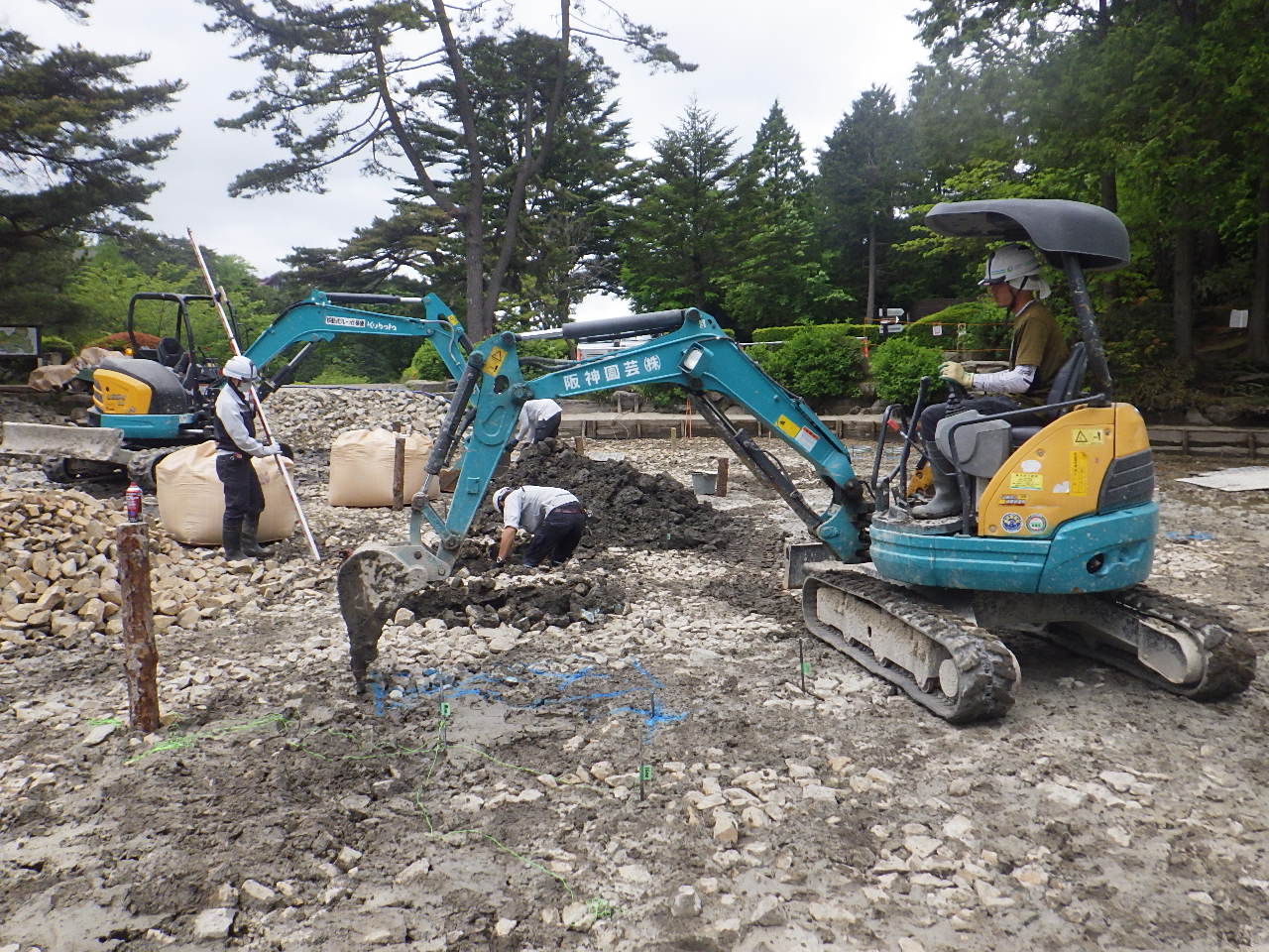 六甲山アスレチックパークGREENIA 水上アスレチック建設 ©Hanshin Engei