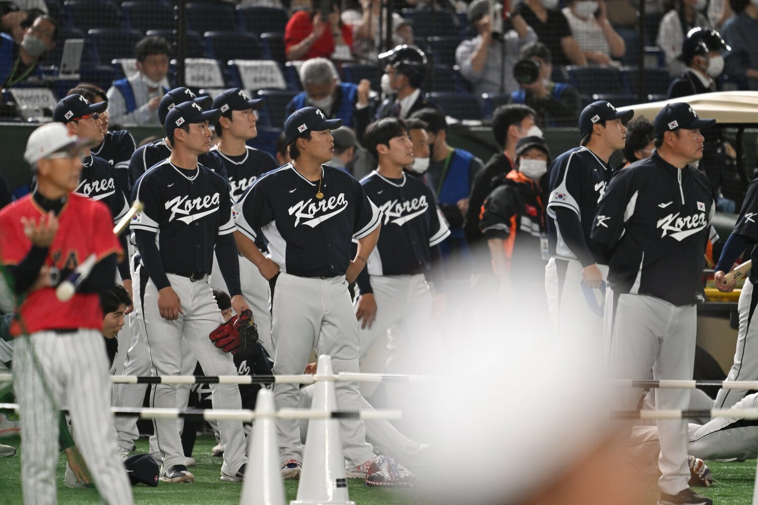 大谷ら侍ジャパンのフリー打撃を見つめる韓国代表　©︎Naoya Sanuki