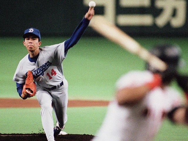 今中慎二　１点　中日ドラゴンズ　プロ野球 今中慎二が引退セレモニーで最後の“快速球”（2002年3月23日