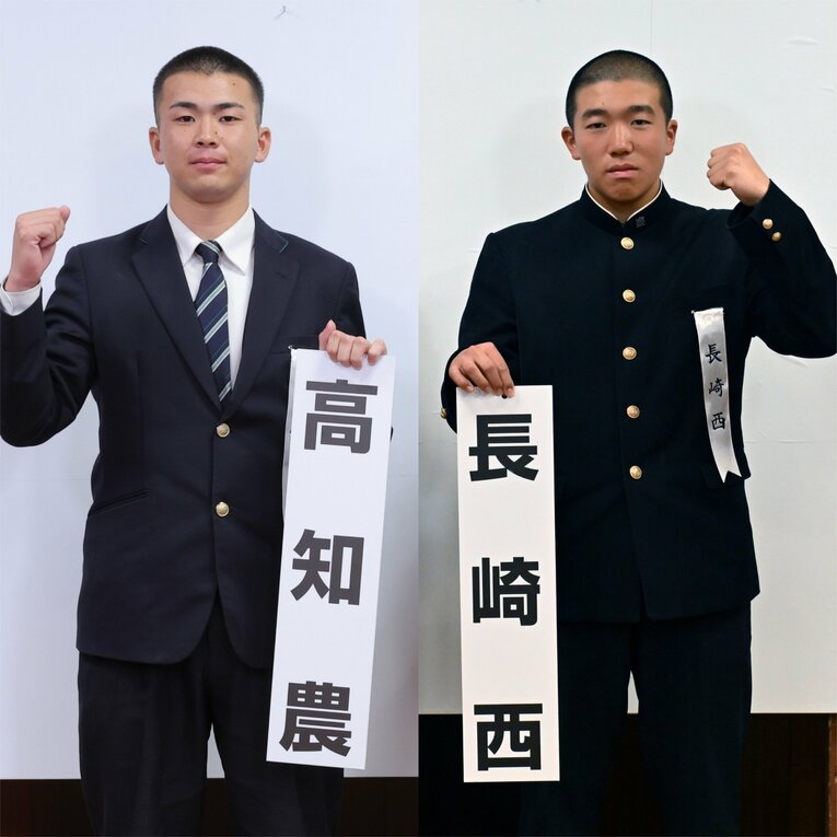 21位世紀枠で出場した高知農と長崎西。同枠出場チームの連敗は止められなかったが、独自のカラーを見せた　©JIJI PRESS