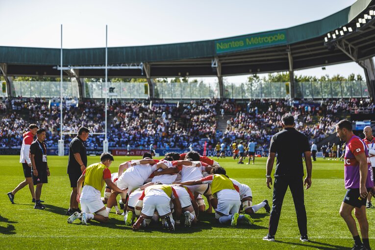 2023年W杯、試合前のスクラム練習　©︎Kiichi Matsumoto
