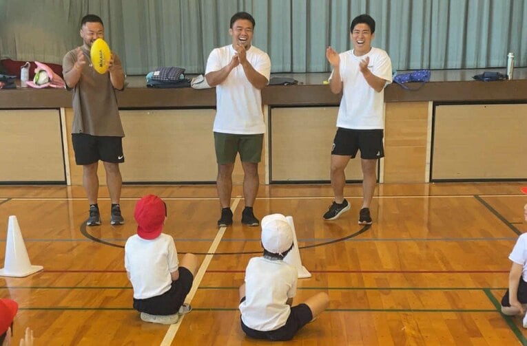 ラグビーの普及活動にも力を入れる／木村選手提供