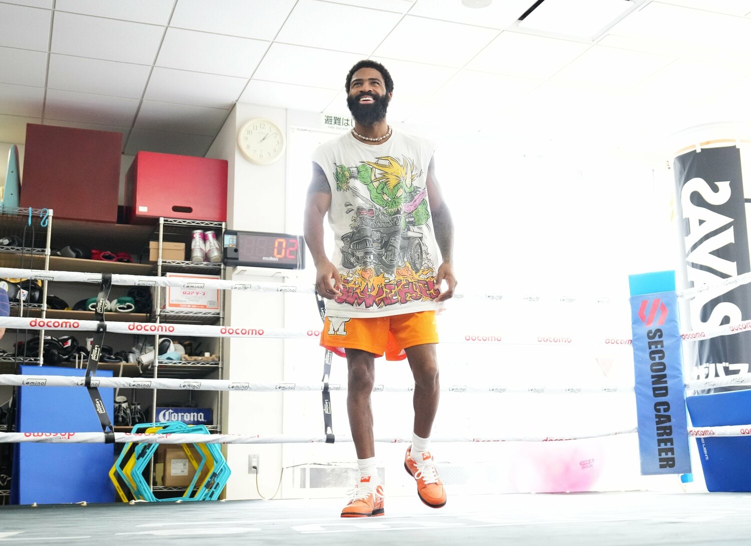 7月14日の公開練習。リラックスした様子のフルトン　©Naoki Fukuda