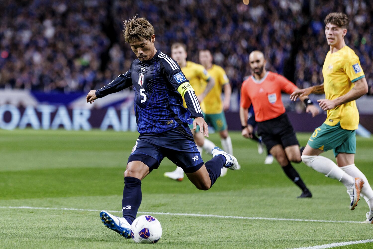 オーストラリア戦でMVPに選出された守田英正　©Kiichi Matsumoto