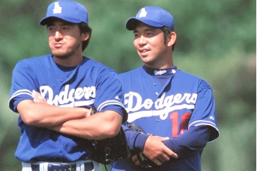 ドジャース時代の石井と野茂　©Kazuaki Nishiyama