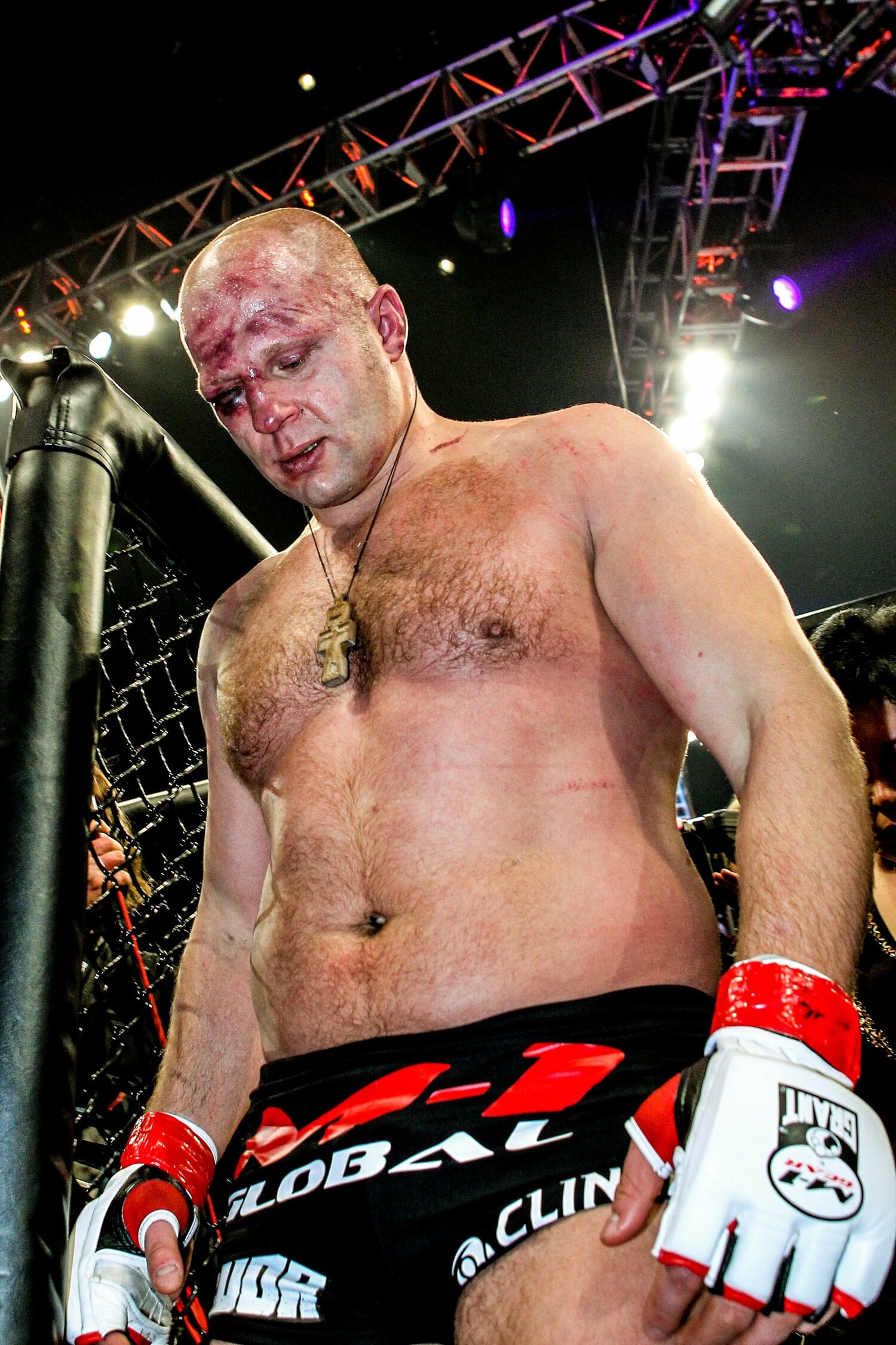 シウバ戦後のヒョードル。その表情が「60億分の1」ではなくなったことを物語る