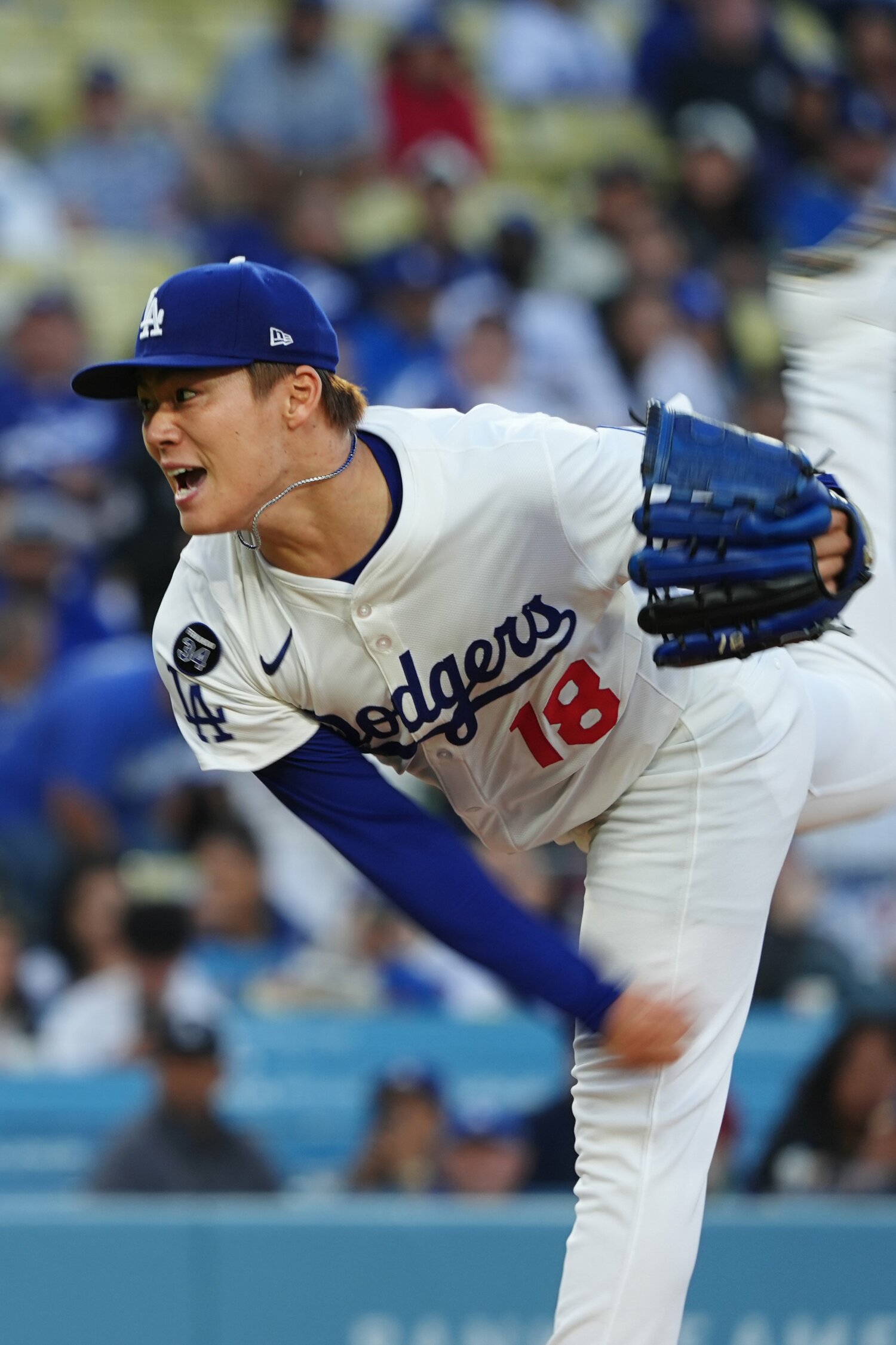 5月14日のアスレチックス戦に先発し、5勝目をあげた山本由伸　©︎Shizuka Minami