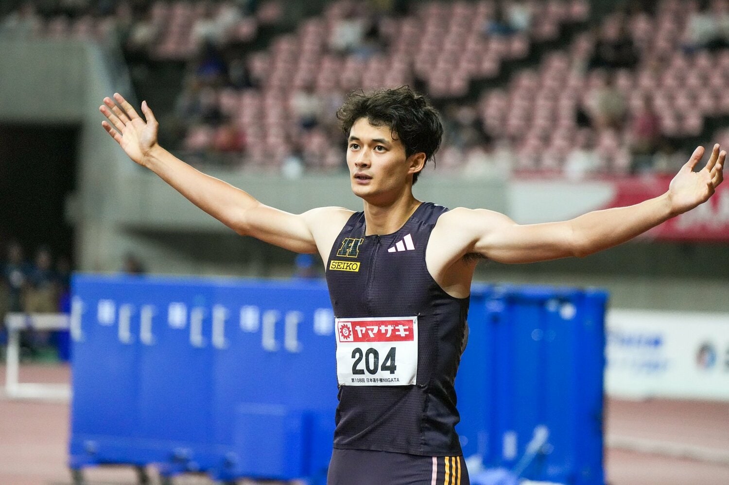 日本歴代3位の好記録で400mハードルを制し、パリ五輪代表に内定した豊田 ©Satoshi Wada