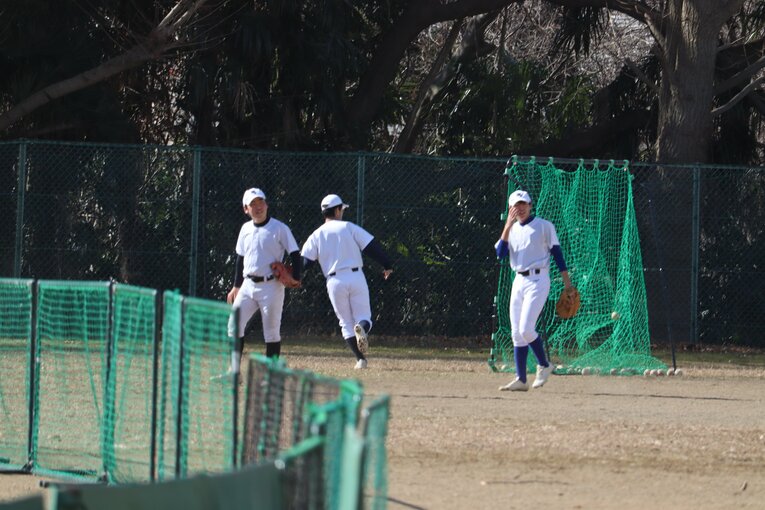 限られた場所を有効に使う水戸三の練習　©Yuki Kashimoto