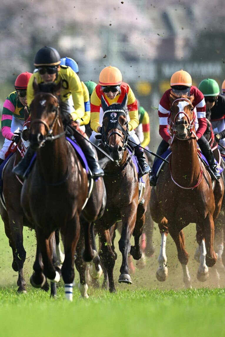 メイショウタバルが作るハイペースのなか、5番手につけたジャスティンミラノ　©Keiji Ishikawa