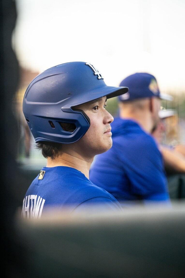 【Number現地撮影：大谷翔平の愛される日々】ドジャース再合流後の試合での大谷（写真は右に続きます）　©Nanae Suzuki